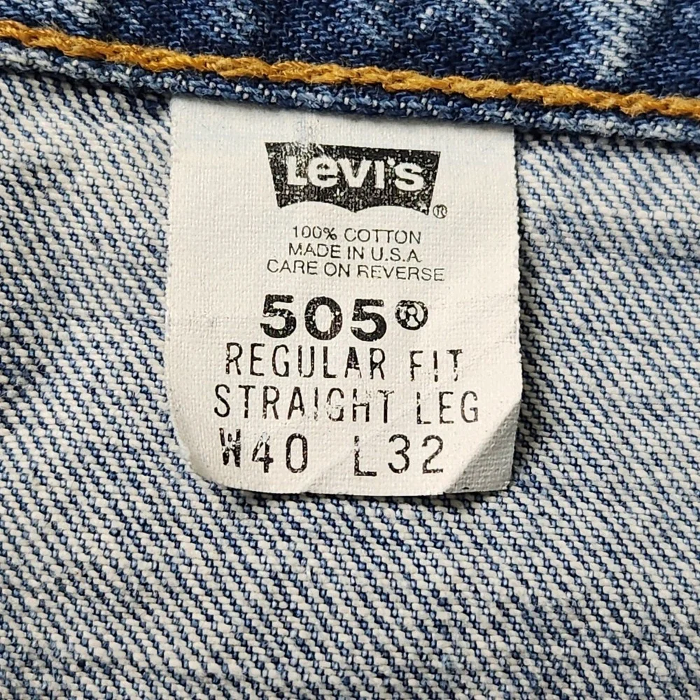 Vintage Levis 505 Regular Fit 40x32 Straight Leg Jeans Blue Made in USA EUC - Picture 3 of 11